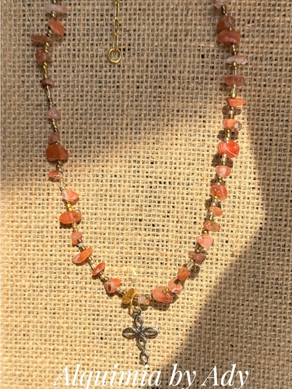 CARNELIAN Rosary Necklace with Crucifix